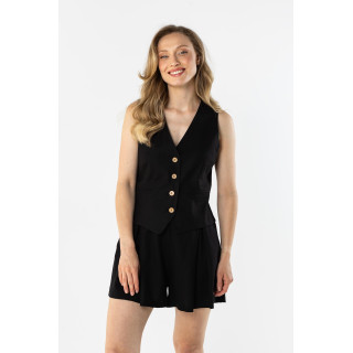 Női vászon mellény fekete színben