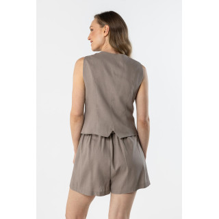 Sötét bézs színű vászon női mellény