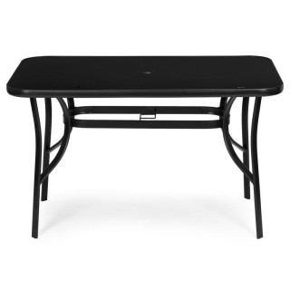 Fekete kerti asztal napernyőlyukkal - 120x70 cm