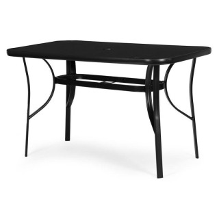 Fekete kerti asztal napernyőlyukkal - 120x70 cm