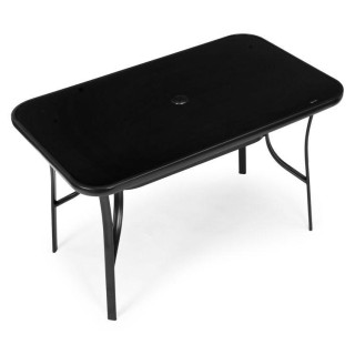 Fekete kerti asztal napernyőlyukkal - 120x70 cm