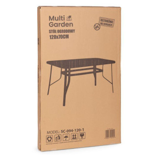 Fekete kerti asztal napernyőlyukkal - 120x70 cm