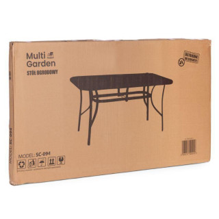 Fekete kerti asztal napernyőlyukkal - 140x80 cm