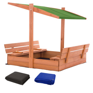 Impregnált homokozó UV-szűrős tetővel - 120x120 cm