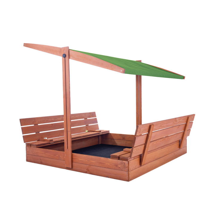 Impregnált homokozó UV-szűrős tetővel - 140x140 cm