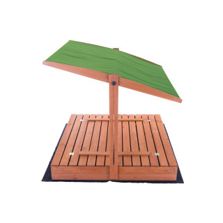 Impregnált homokozó UV-szűrős tetővel - 140x140 cm