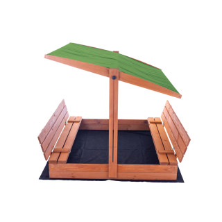 Impregnált homokozó UV-szűrős tetővel - 140x140 cm