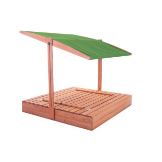 Impregnált homokozó UV-szűrős tetővel - 140x140 cm