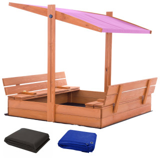 Impregnált homokozó UV-szűrős tetővel - 120x120 cm