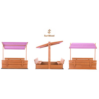 Impregnált homokozó UV-szűrős tetővel - 120x120 cm