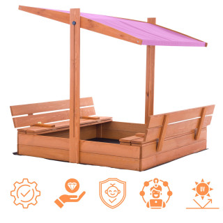 Impregnált homokozó UV-szűrős tetővel - 120x120 cm