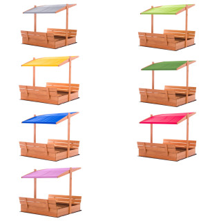 Impregnált homokozó UV-szűrős tetővel - 120x120 cm