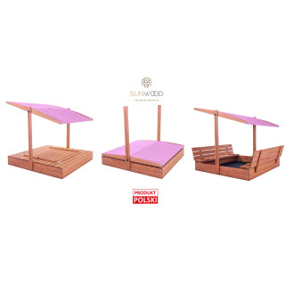 Impregnált homokozó UV-szűrős tetővel - 140x140 cm