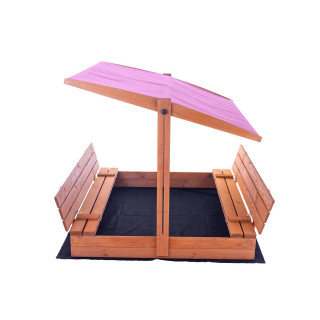 Impregnált homokozó UV-szűrős tetővel - 140x140 cm