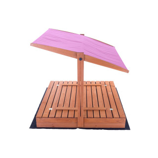 Impregnált homokozó UV-szűrős tetővel - 140x140 cm