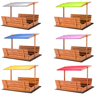 Impregnált homokozó UV-szűrős tetővel - 140x140 cm