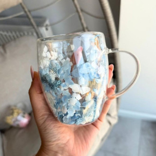 Termoszpohár kék virágokkal belül - 300 ml