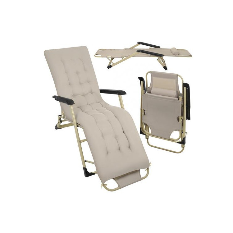 Összecsukható kerti nyugágy bézs színben