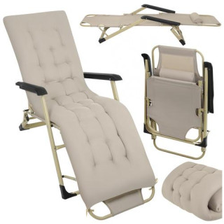 Összecsukható kerti nyugágy bézs színben