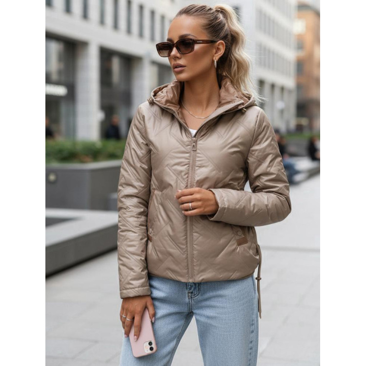 Bézs színű, steppelt női kabát TY5633