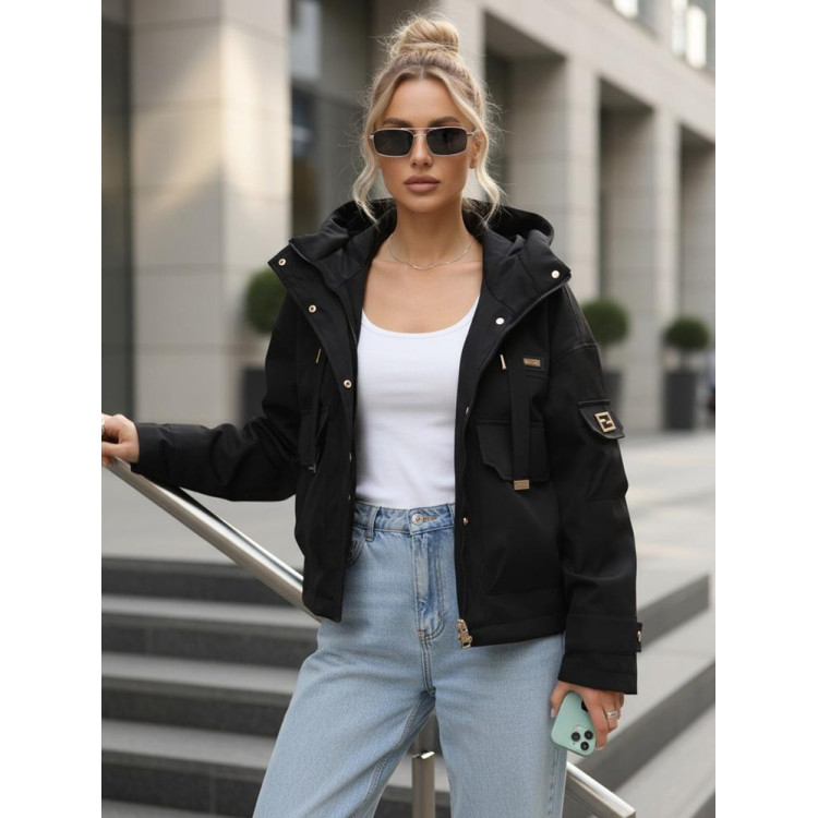 Női fekete átmeneti kabát TY5636