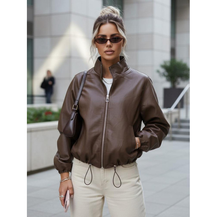 Női barna bőr bomberdzseki TY5596