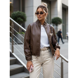 Női barna bőr bomberdzseki TY5596