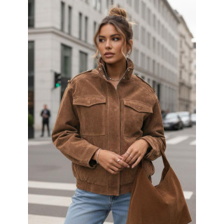 Női világosbarna velúr bomberdzseki TY5644