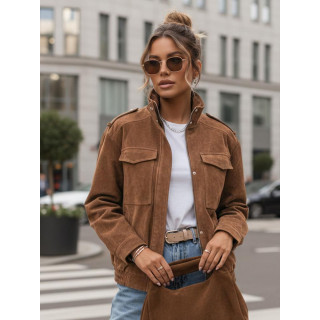 Női világosbarna velúr bomberdzseki TY5644