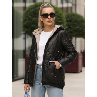 Fekete steppelt női kabát TY5546