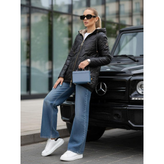 Fekete steppelt női kabát TY5546