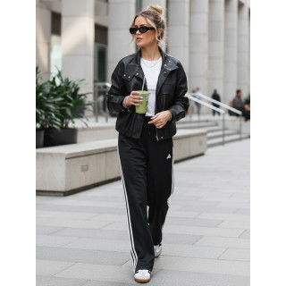 Fekete bőrdzseki magas gallérral TY5651