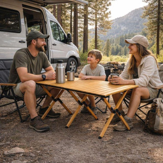 Összecsukható kempingasztal táskával - 120x60 cm