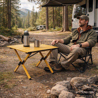 Összecsukható kempingasztal táskával - 60x60 cm