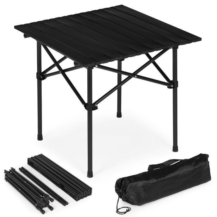 Fekete összecsukható kempingasztal táskával - 53x55 cm