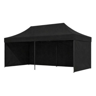 Fekete, önösszecsukható kerti sátor - 3x6 m -