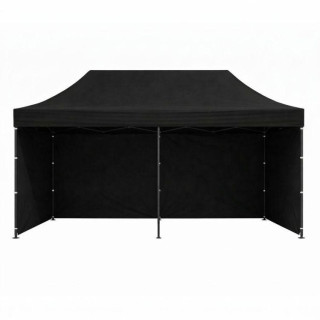 Fekete, önösszecsukható kerti sátor - 3x6 m -
