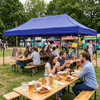 Önbeálló kék kerti sátor - 3x6 m -