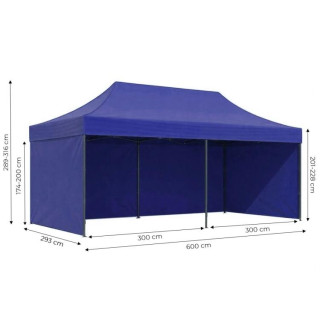 Önbeálló kék kerti sátor - 3x6 m -