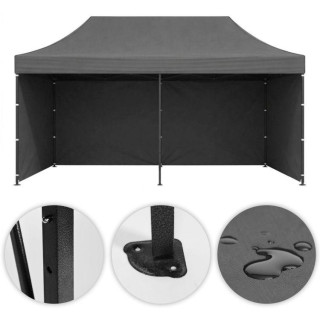 Szürke, önösszecsukható kerti sátor - 3x6 m -