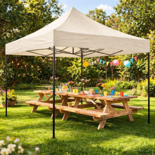 Bézs színű árusító stand - 3x3 m