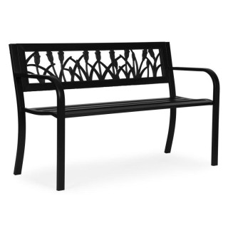 Kerti fém pad díszes háttámlával