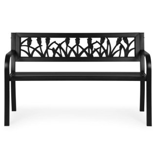 Kerti fém pad díszes háttámlával