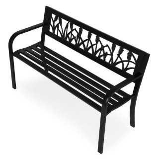 Kerti fém pad díszes háttámlával