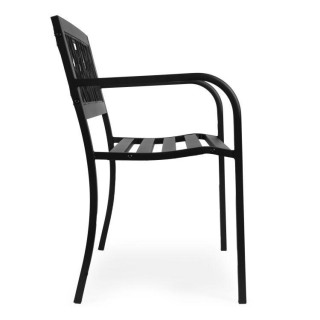 Kerti fém pad díszes háttámlával