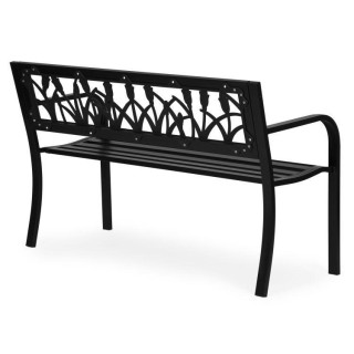 Kerti fém pad díszes háttámlával