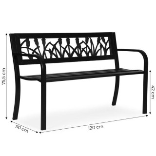 Kerti fém pad díszes háttámlával