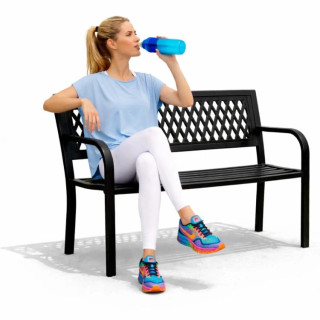 Fém kerti pad áttört háttámlával