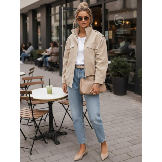 Bézs színű velúr bomberdzseki TY5653