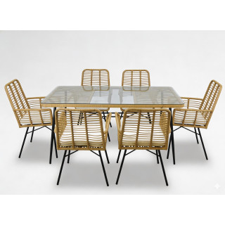 Kerti bútor szett - bézs (6 szék, asztal)